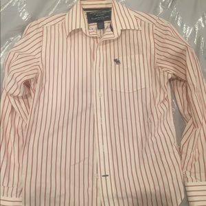 Red and white stripe Abercrombie button up shirt